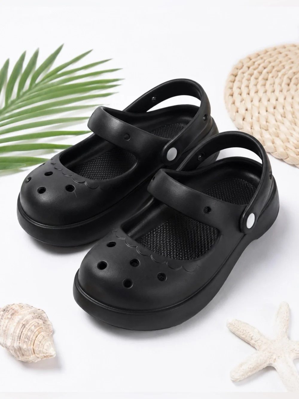 Girls Black Mary Jane Garden Clogs Water Shoes Beach Slip-On Sandals US 12.5